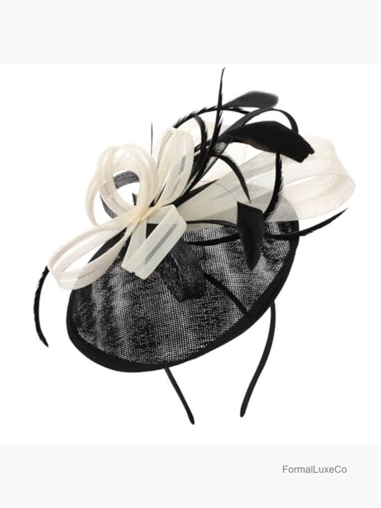Vintage Derby Tea Party Fascinator Headband with Feathers and Mesh
